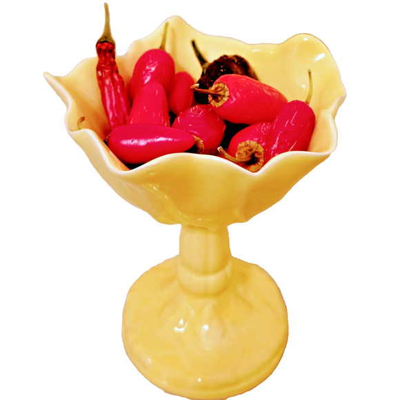 Vintage Yellow Martan Portugal Pottery Flower Compotes Set of 4 - Picture 14 of 14